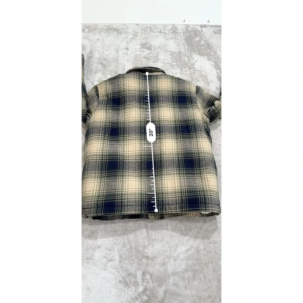 Old Navy Boys Size M 8 Plaid Sherpa Lined Flannel Jacket Shacket Blue Tan NWT